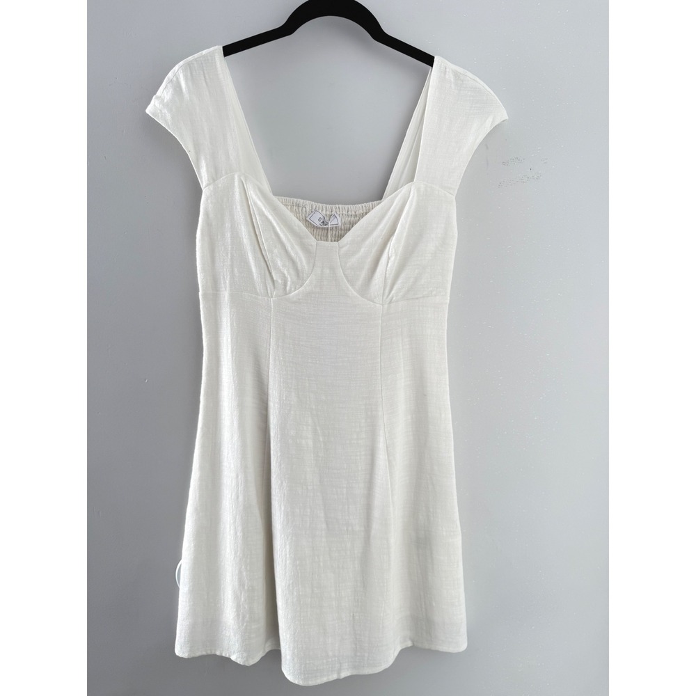 White Cotton Blend Smocked Mini Dress Graduation Coastal Bridal Events S NWT